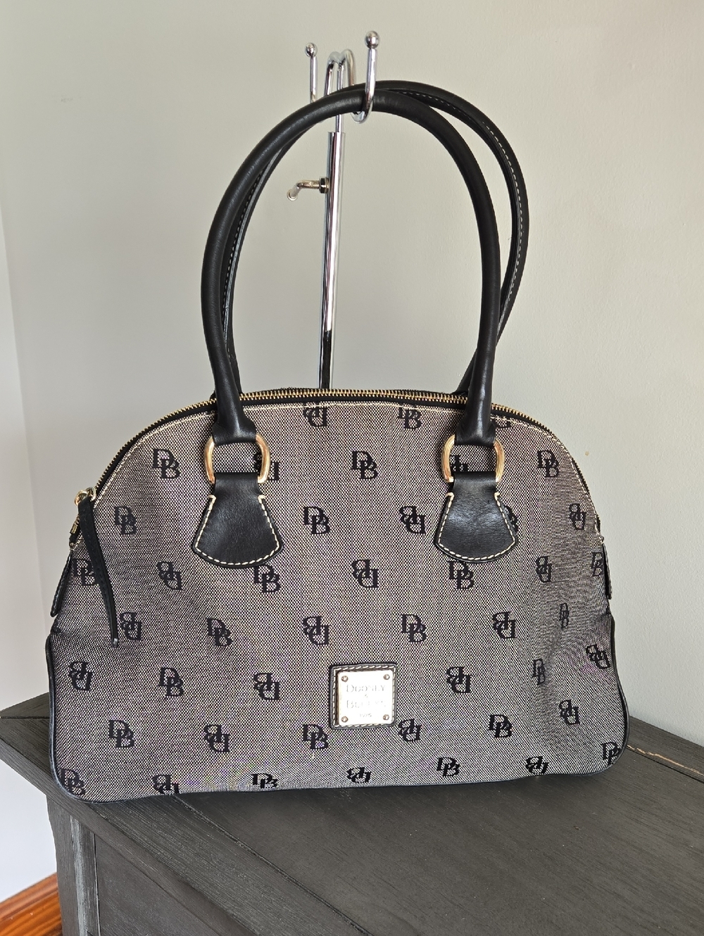 Dooney & Bourke Monogram Dome Satchel Black